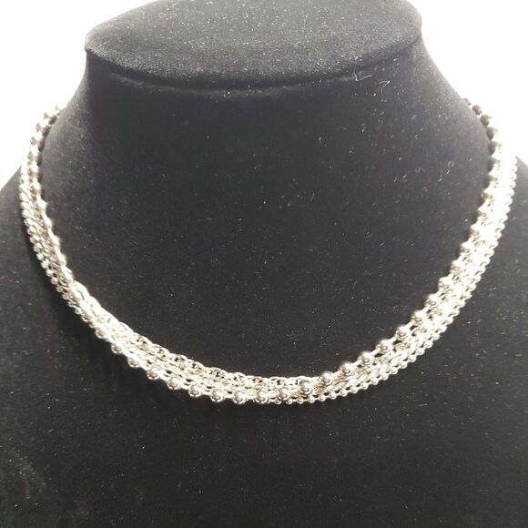 Paul Harris Vintage Silver Tone Necklace, 5 layer chain, 16" collar, with Tag - Picture 1 of 12